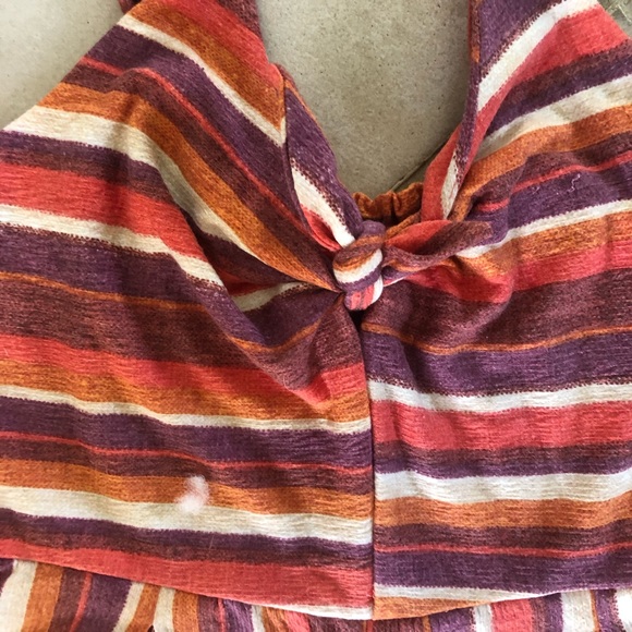 Striped wide leg tie front jumpsuit - Picture 2 of 5